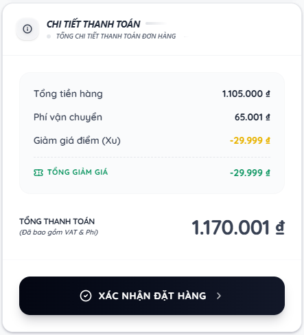 Kiểm tra kỹ trước khi bấm 'Đặt hàng'